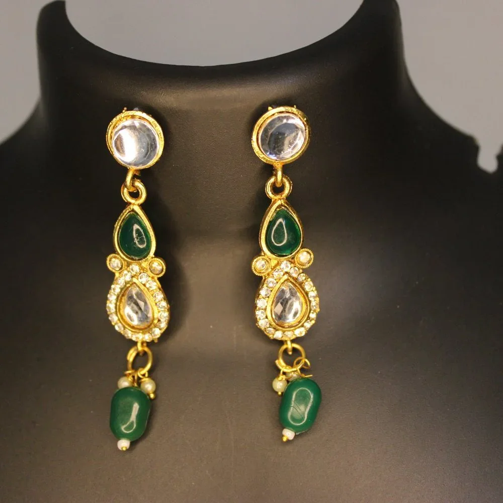 Green Kundan Necklace Green Kudan Jewellery for Women Green Kundan Jewellery Set - Picture 2 of 2